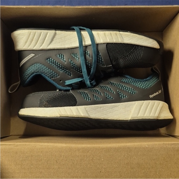 FUSION FLEXWEAVE WORK RB314 Comp Toe Athletic Work Shoe Teal Black Size 9W Wide - Picture 2 of 8